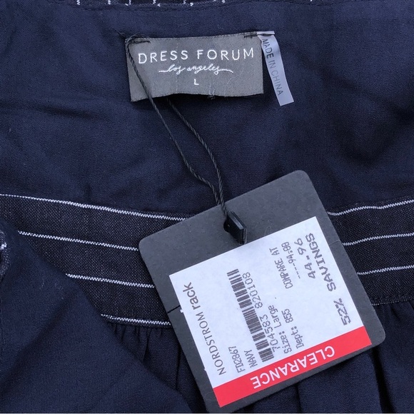 DRESS FORUM Blue + White Pinstripe Dress L - Picture 5 of 6